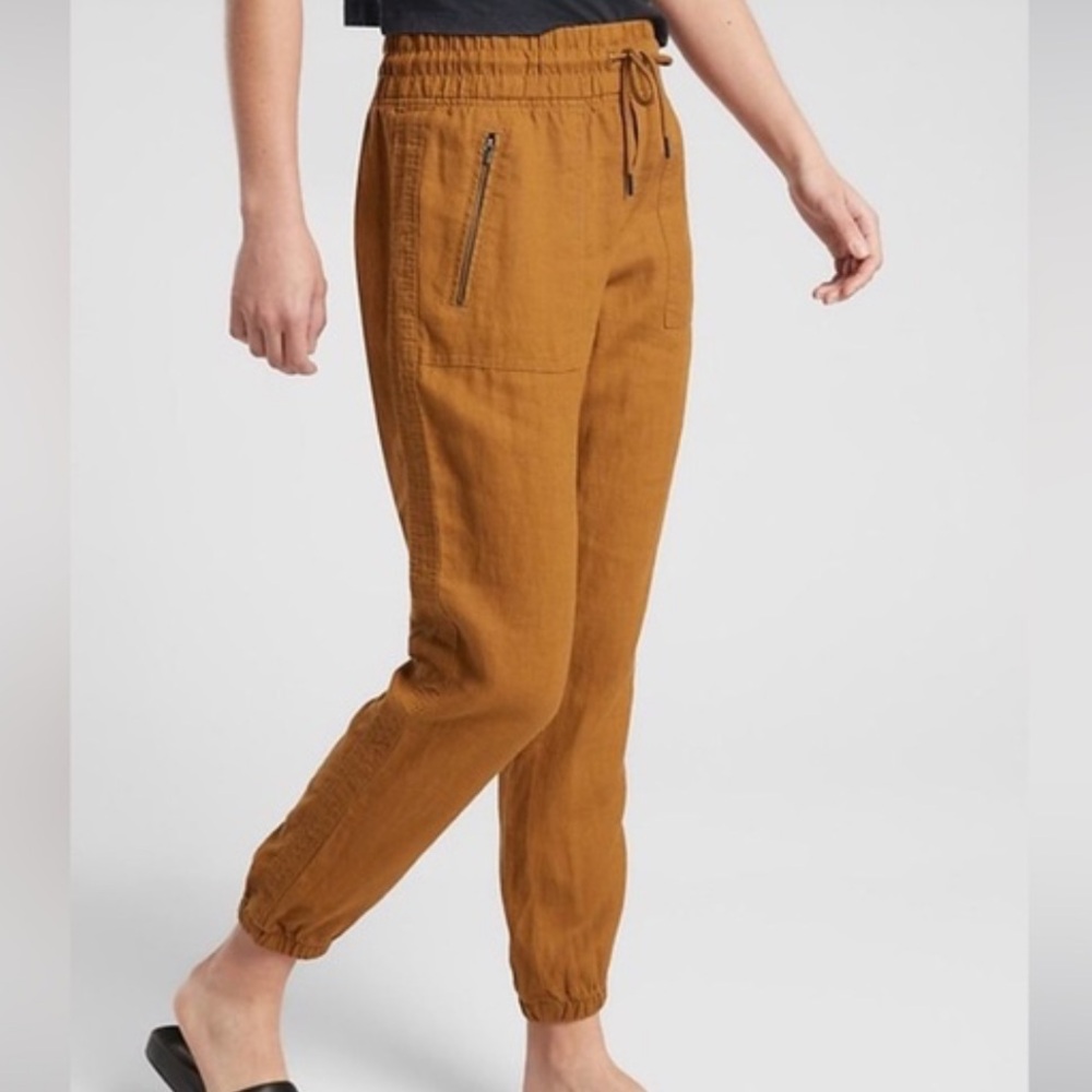 Athleta Cabo Linen Joggers High Rise Drawstring